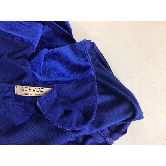 ACEVOG Blue Velvet Dress Womens Small - Picture 7 of 7